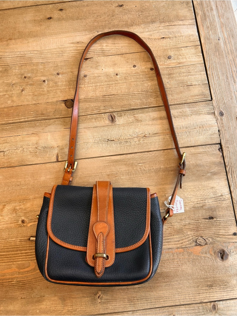 Dooney & Bourke Black Crossbody with Tan Trim